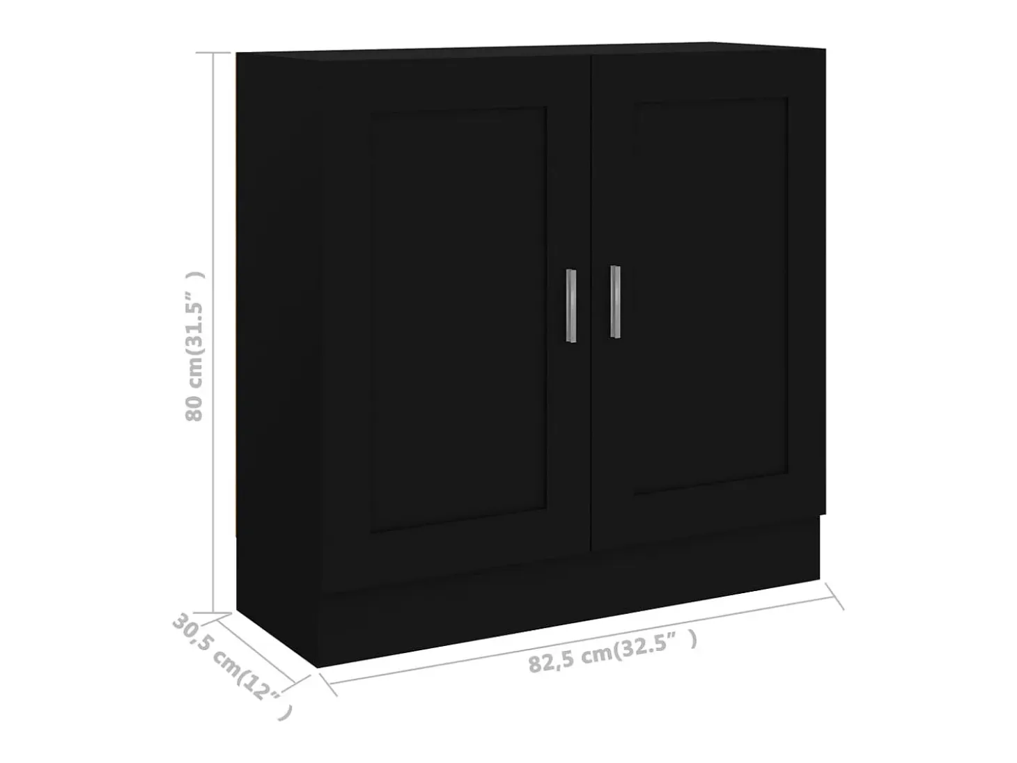 Armario de libros madera contrachapada negro 82,5x30,5x80 cm