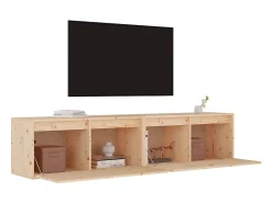 Armario de pared 2 uds madera maciza de pino 80x30x35 cm