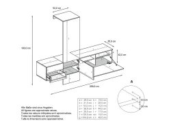 Armario de pared Carlton Set 1, Cuerpo en antracita mate / Panel en hormigón oxidado (208 x 193 x 35 cm)
