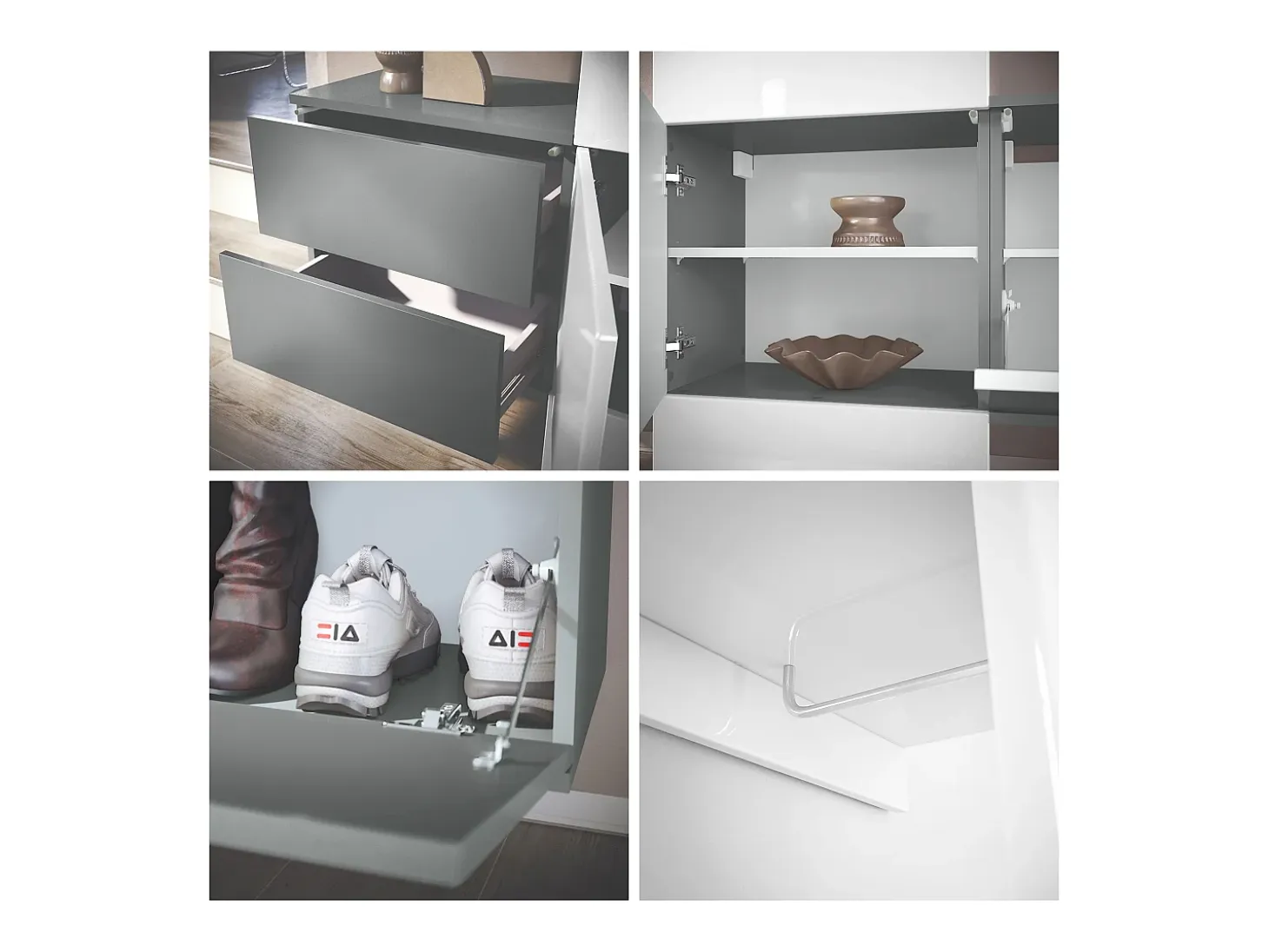 Armario de pared Carlton Set 1, Cuerpo en antracita mate / Panel en hormigón oxidado (208 x 193 x 35 cm)