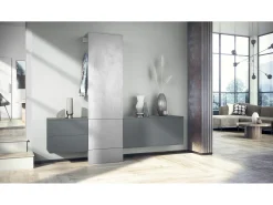 Armario de pared Carlton Set 1, Cuerpo en antracita mate / Panel en hormigón oxidado (208 x 193 x 35 cm)