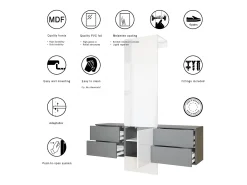 Armario de pared Carlton Set 3, Cuerpo en antracita mate / Panel en grafito satinado (157 x 193 x 35 cm)