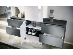 Armario de pared Carlton Set 3, Cuerpo en antracita mate / Panel en roble natural (157 x 193 x 35 cm)