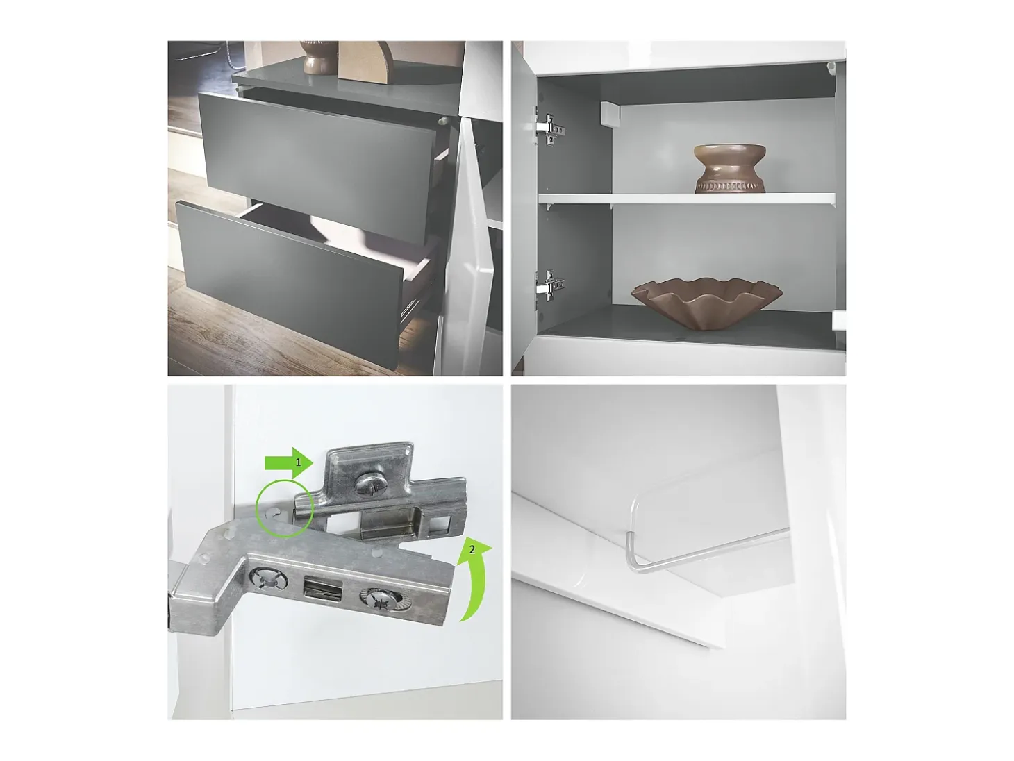 Armario de pared Carlton Set 3, Cuerpo en antracita mate / Panel en hormigón oxidado (157 x 193 x 35 cm)