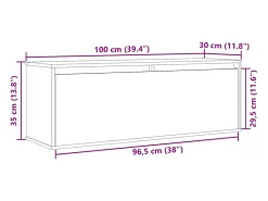 Armario de pared de madera maciza de pino 100x30x35 cm