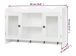 Armario de pared estante expositor vidrio MDF blanco libros/DVD