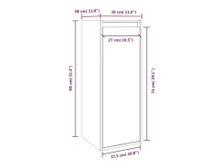 Armario de pared Gris 30x30x80 cm Madera maciza de pino