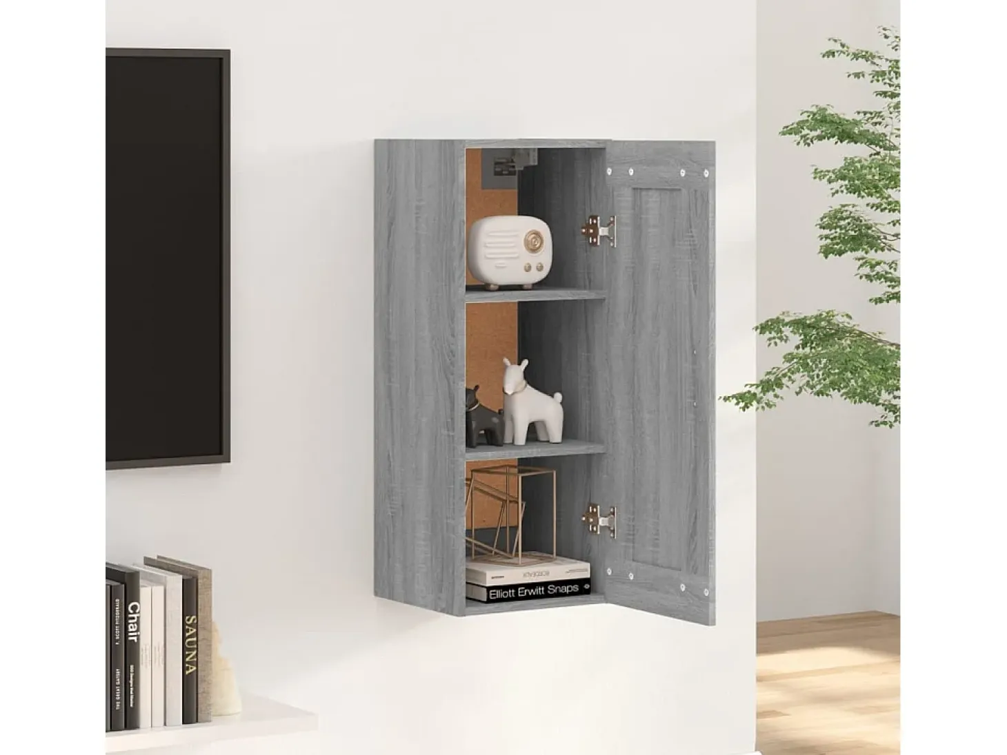 Armario de pared Sonoma gris 35x34x90 cm Madera de ingeniería
