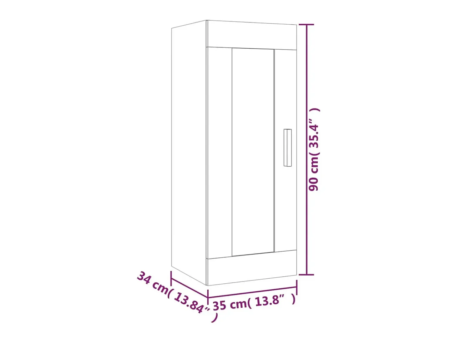 Armario de pared Sonoma gris 35x34x90 cm Madera de ingeniería