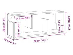 Armario de pared 80x20x30 cm madera de ingeniería negra