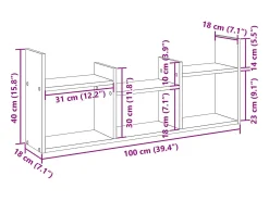 Armario de pared 100x18x40 cm madera de ingeniería negra