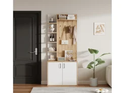 Armario de salón - 75 x 33 x 180 cm - con armario + zapatero - aglomerado - natural