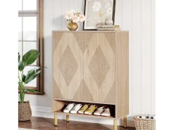 Armario de zapatos con 2 puertas, 73 x 35 x 115 cm, 6 niveles para 25 pares de zapatos
