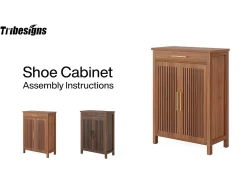 Armario de zapatos estrecho de 5 niveles con puertas de listones y cajón, 80 x 36 x 110 cm, marrón