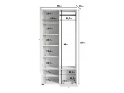 Armario moderno 90 cm armario de entrada con espejo estantes y barra mate matera blanco