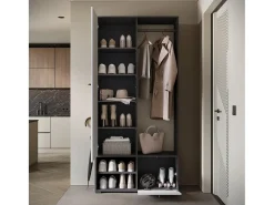 Armario moderno 90 cm armario de entrada con espejo estantes y barra mate matera blanco