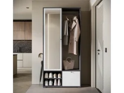 Armario moderno 90 cm armario de entrada con espejo estantes y barra mate matera blanco