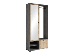 Armario moderno 90 cm armario de entrada con espejo estantes y barra mate matera kastanien breslau