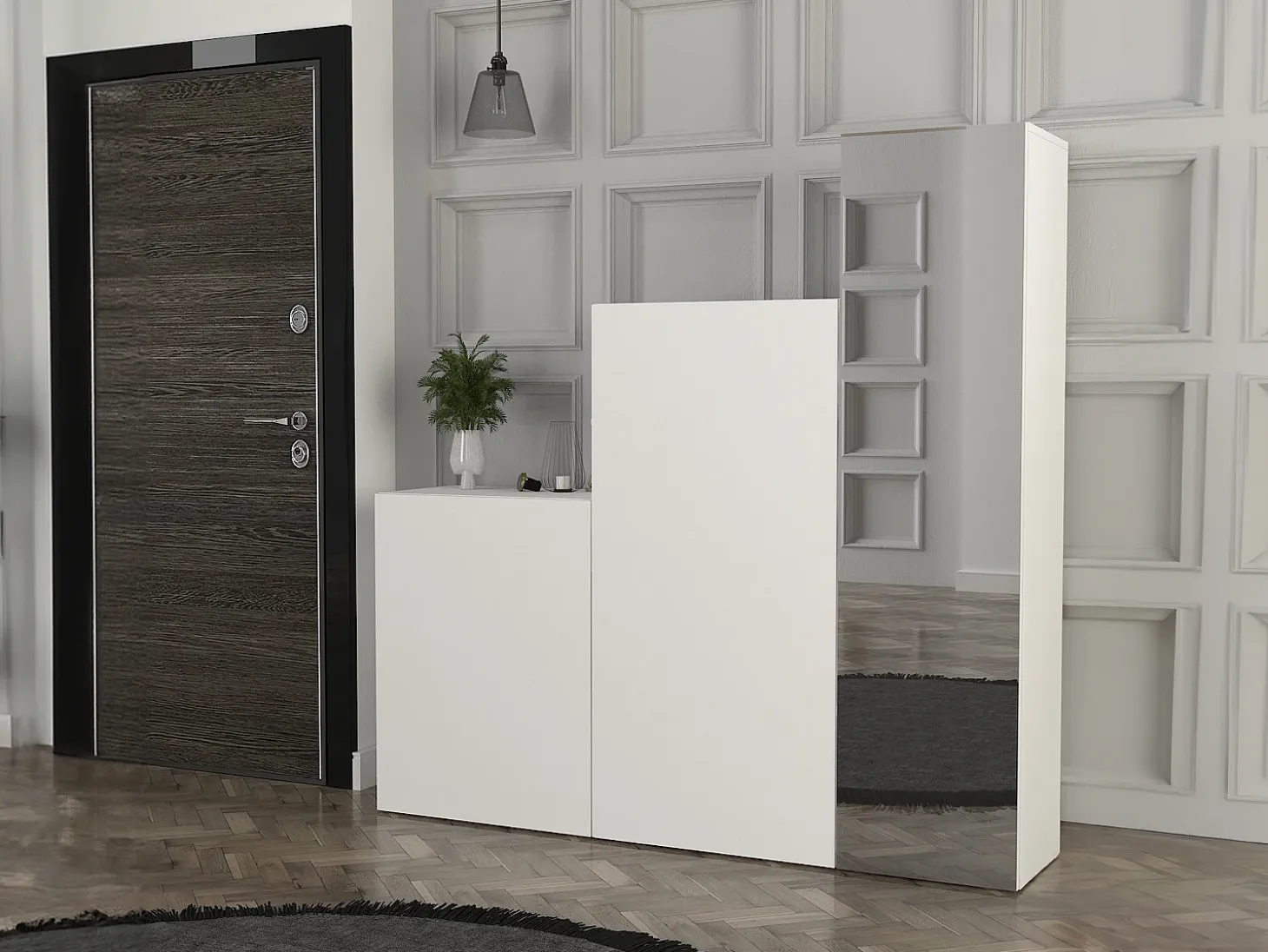 Armario modular con 1 espejo y 3 puertas blanco - TELEZA