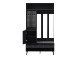 Armario negro con 1 puerta, 2 cajones, 4 ganchos y 1 banco 100x35x180 cm