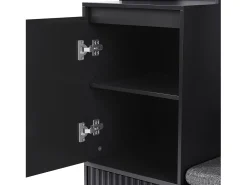 Armario negro con 1 puerta, 2 cajones, 4 ganchos y 1 banco 100x35x180 cm