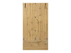 Armario negro y madera con 5 ganchos, espejo, 2 puertas, percha oculta y balda 100x38x191cm