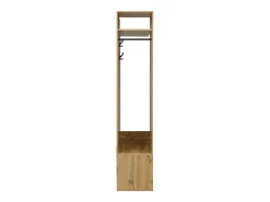 Armario negro y madera con 5 ganchos, espejo, 2 puertas, percha oculta y balda 100x38x191cm