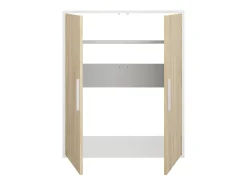 Armario para techo abuhardillado 2 puertas en color blanco y natural - ADEZIO