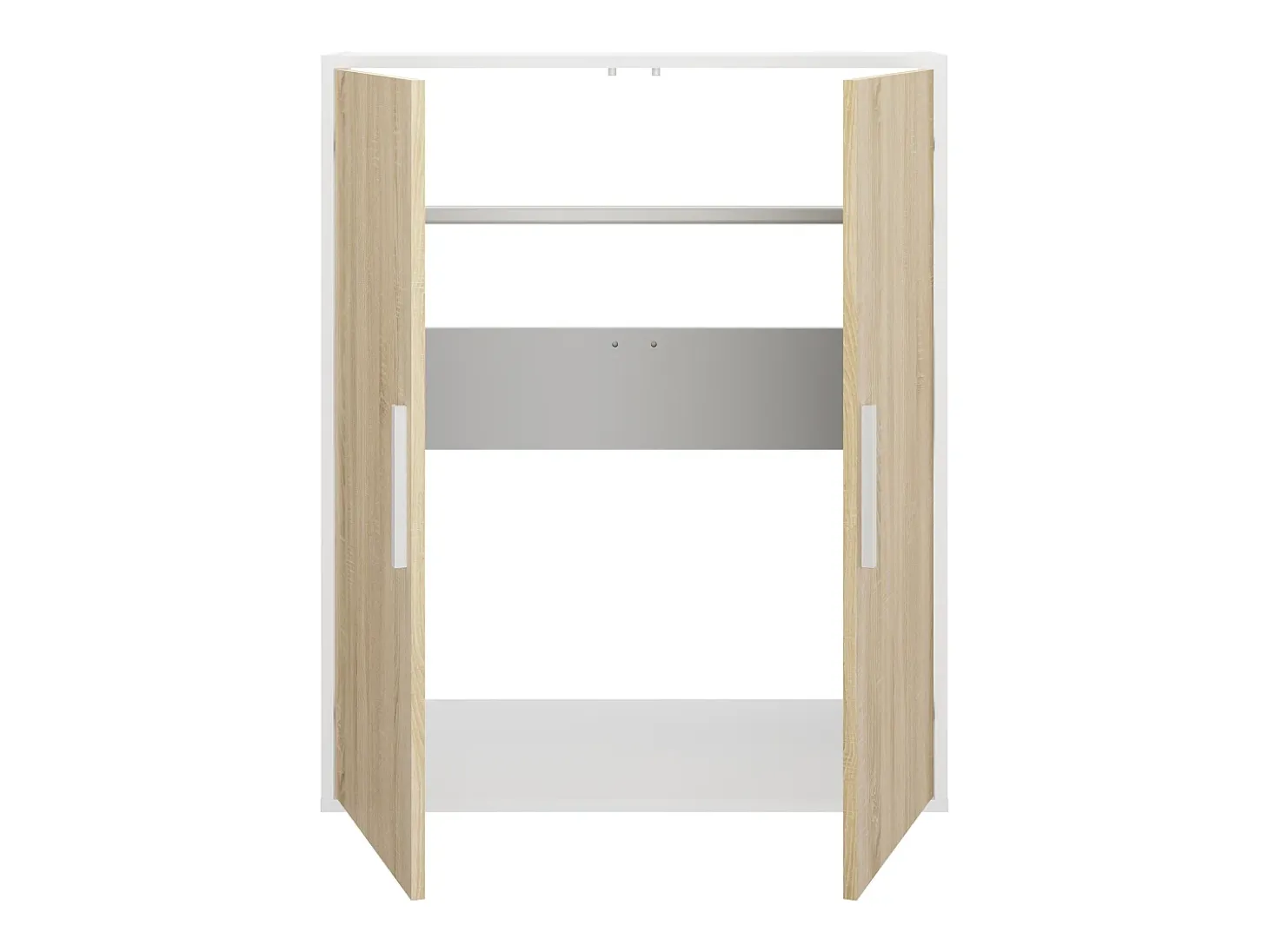 Armario para techo abuhardillado 2 puertas en color blanco y natural - ADEZIO