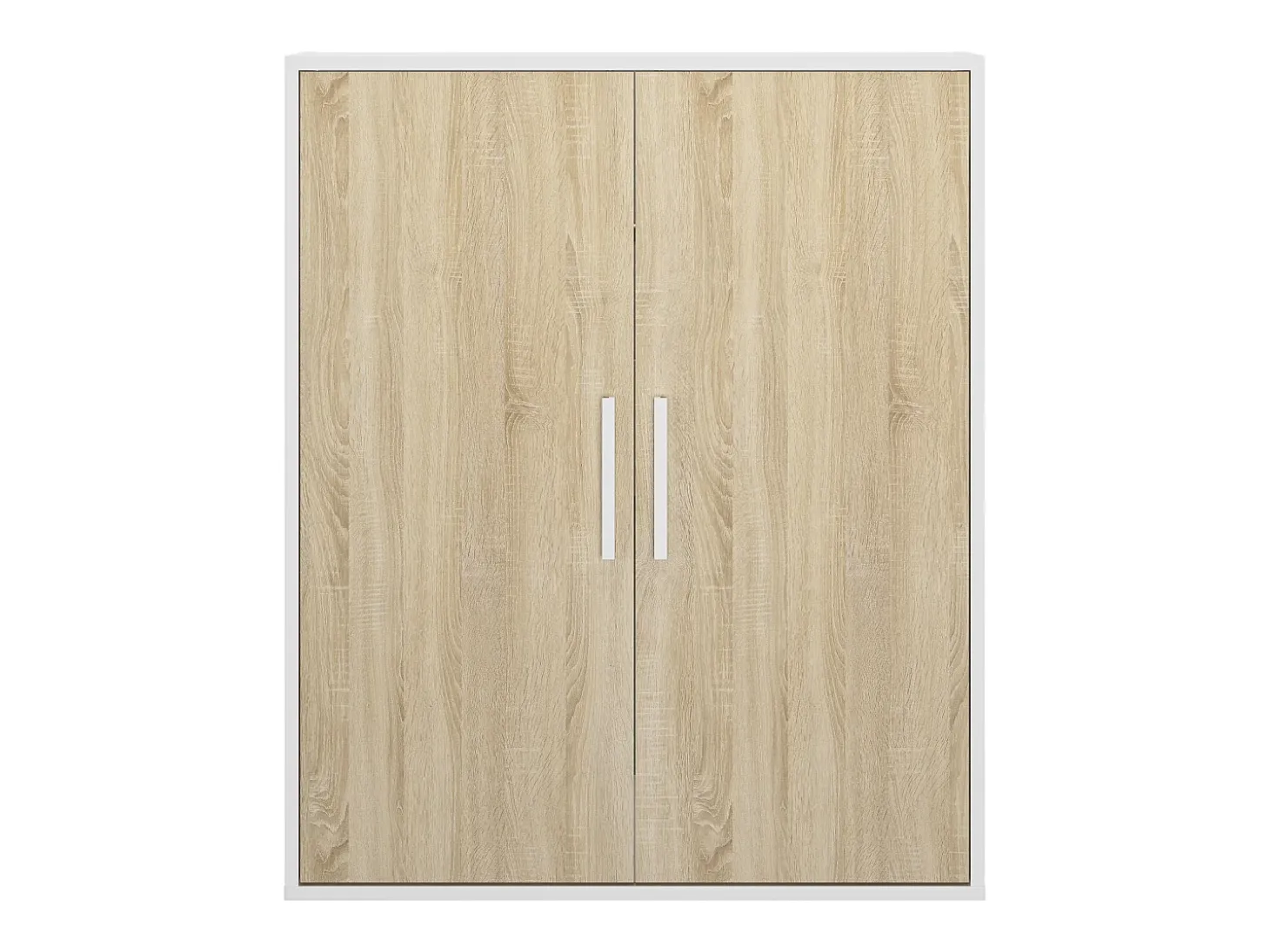 Armario para techo abuhardillado 2 puertas en color blanco y natural - ADEZIO