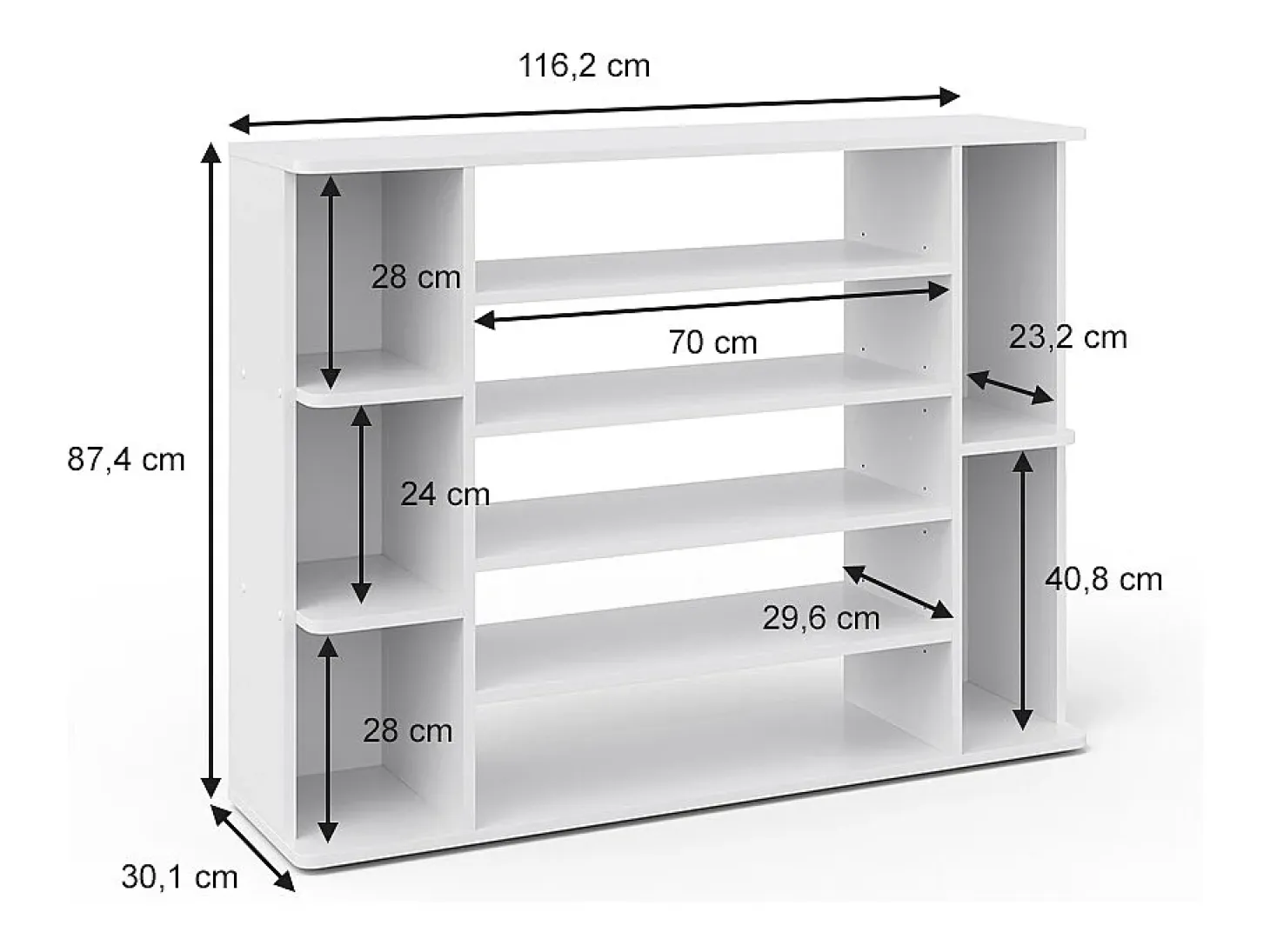 Armario para zapatos blanco 116.2x30.1x87.4 levin