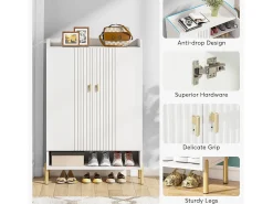 Armario para zapatos, mueble de almacenamiento para zapatos de 6 niveles con estantes ajustables, blanco