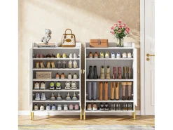 Armario para zapatos, mueble de almacenamiento para zapatos de 6 niveles con estantes ajustables, blanco