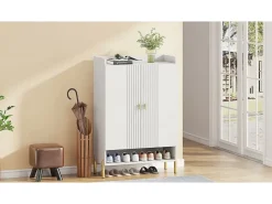 Armario para zapatos, mueble de almacenamiento para zapatos de 6 niveles con estantes ajustables, blanco