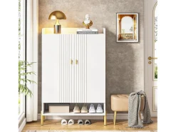 Armario para zapatos, mueble de almacenamiento para zapatos de 6 niveles con estantes ajustables, blanco