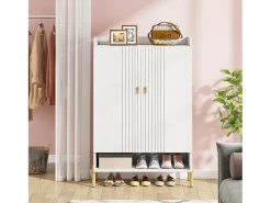 Armario para zapatos, mueble de almacenamiento para zapatos de 6 niveles con estantes ajustables, blanco