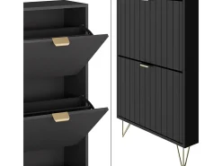 Armario para zapatos negro 60x23.5x128.5 helge