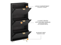 Armario para zapatos negro 60x23.5x128.5 helge