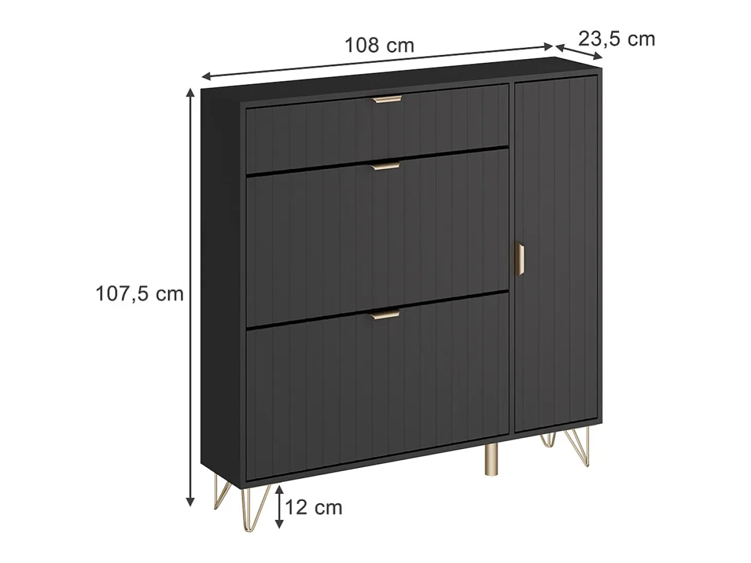 Armario para zapatos negro 108x23.5x107.5 helge