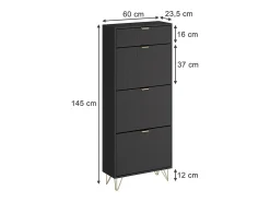 Armario para zapatos negro 60x23.5x145 helge