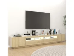Armario TV con luces LED color roble Sonoma 260x35x40 cm ES34011