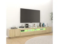 Armario TV con luces LED color roble Sonoma 260x35x40 cm ES34011