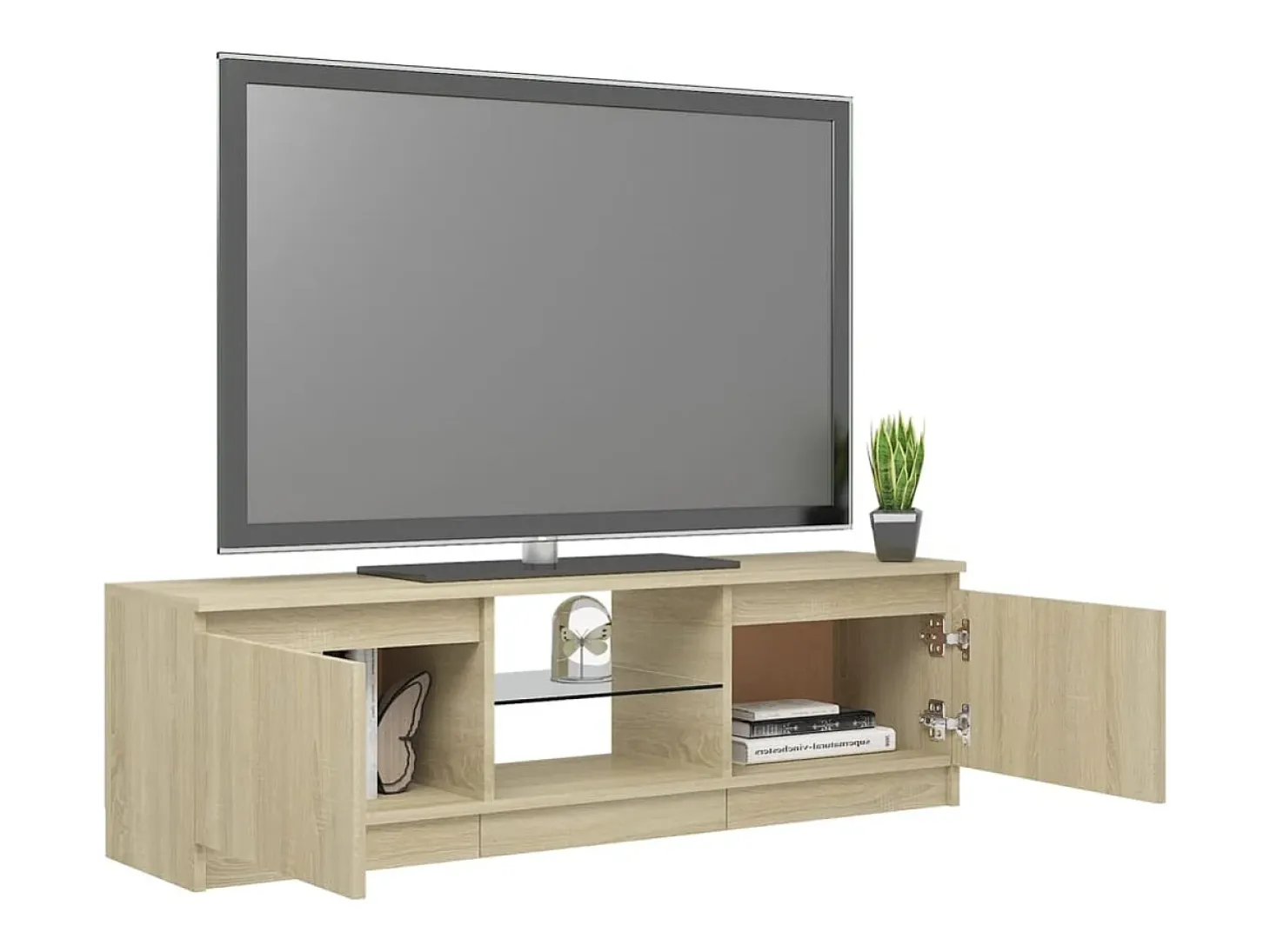 Armario TV con luces LED roble Sonoma 120x30x35,5 cm