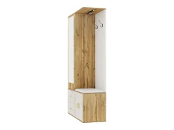 Armario 100x38x108.1 cm - Con espejo - Con zapatero - Con ganchos y perchas retráctiles - Blanco + Natural