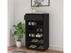 Armario zapatero de madera maciza de pino negro 60x34x105 cm ES920189
