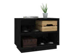 Armario zapatero de madera maciza de pino negro 60x34x45 cm ES563648