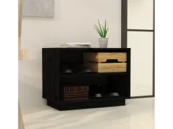 Armario zapatero de madera maciza de pino negro 60x34x45 cm ES563648