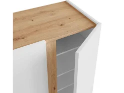 Armario zapatero Eitan Blanco Artik (Blanco Mate) - Roble Nodi