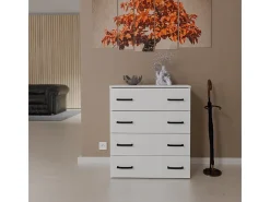 Armario zapatero en blanco 71x82,9x35 cm – mueble de almacenamiento con 4 estantes