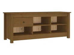 Armario zapatero madera maciza pino marrón miel 110x38x45,5cm ES767097